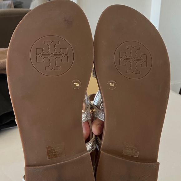 Tory Burch Women's Silver and Brown Sandals - Picture 4 of 4